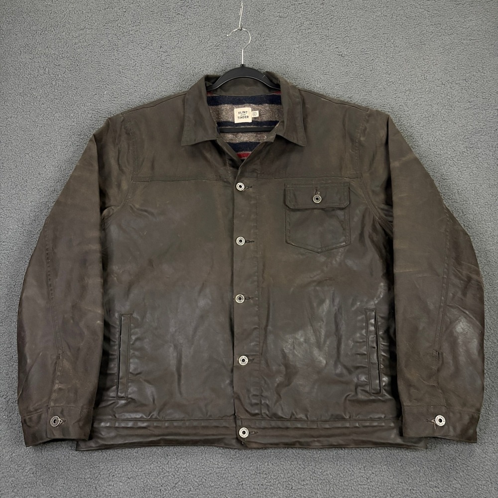 Flint and Tinder Waxed Trucker Jacket Mens 2XL Brown Flannel Lined Last of Us